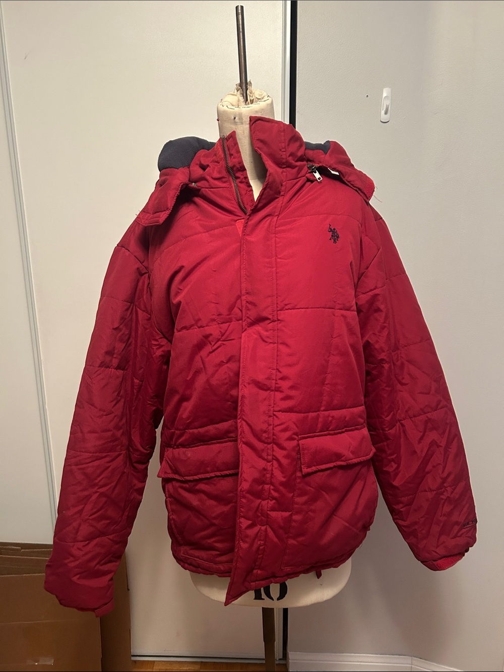 U.S. Polo Assn. Red Hooded Puffer Jacket